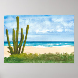 Cactus on Caribbean ,Arashi Beach, Aruba Poster