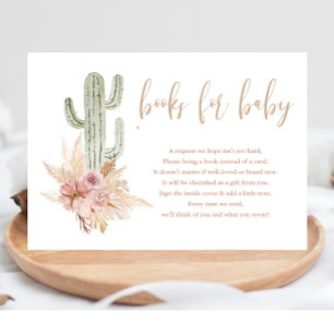 Cactus pampas boho bohemian bokar för babydusch tilläggskort