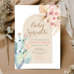 Cactus pampas gräs och Boho Baby Sprinkle Inbjudningar