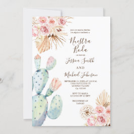Cactus Pampas Mute Tones Nuestra Boda-inbjudan Inbjudningar