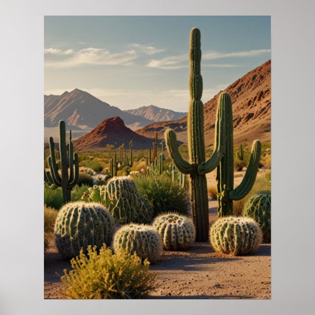 Cactus Panoramic Desert liggande Poster (Framsidan)