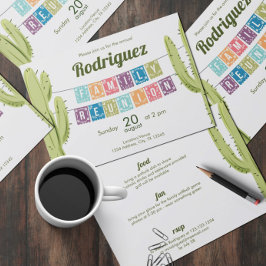 Cactus & Papel Picado Garland Texas Family Reunion Inbjudningar