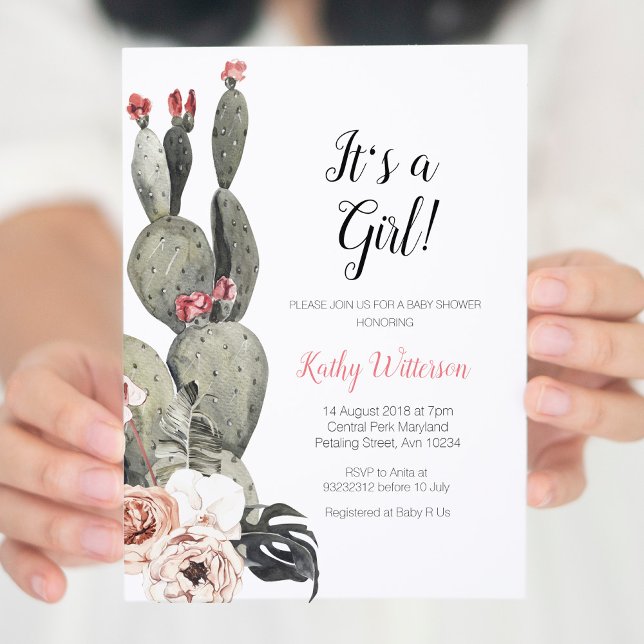 Cactus Peach Baby Shower Girl-inbjudan Inbjudningar (Skapare uppladdad)