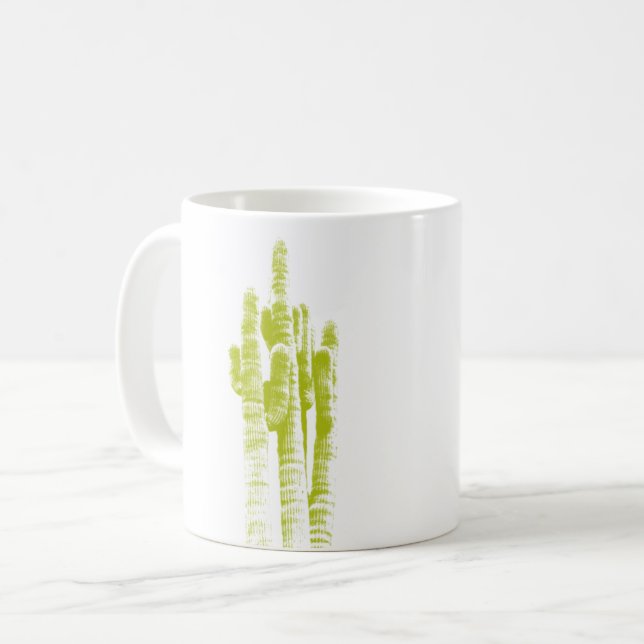 Cactus Photo Art Lime Green Modern Desert Roligt Kaffemugg (Framsida vänster)