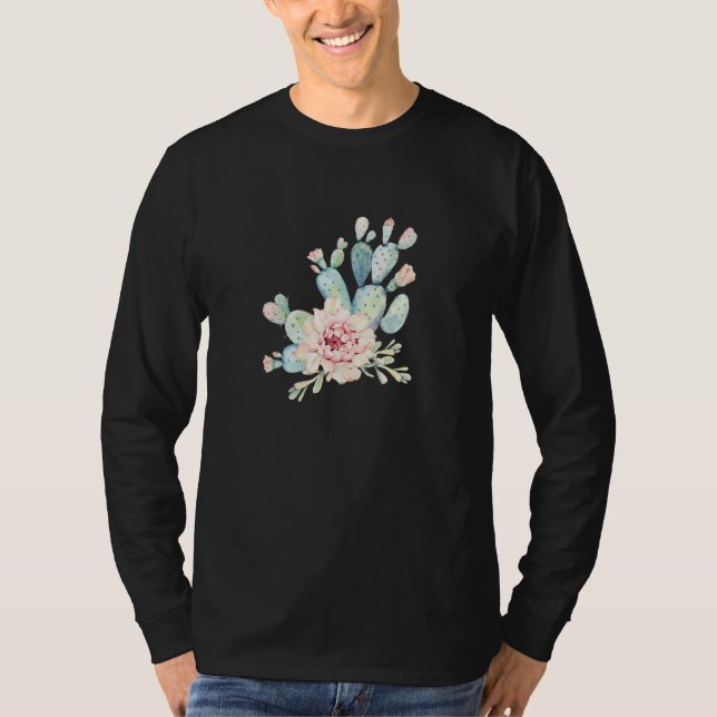 Cactus Plant Blooming Prickly Pear Cactus Botanica T Shirt (Framsida)