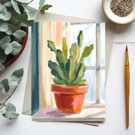 Cactus Plant | Green Botanical Watercolor Vykort