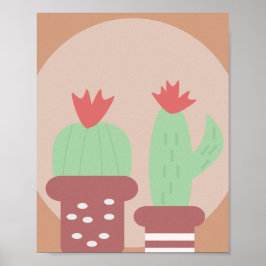 Cactus Plant Poted Clay Pots and Shapes Wall Art Poster