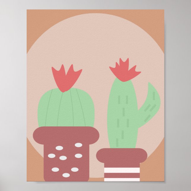 Cactus Plant Poted Clay Pots and Shapes Wall Art Poster (Framsidan)