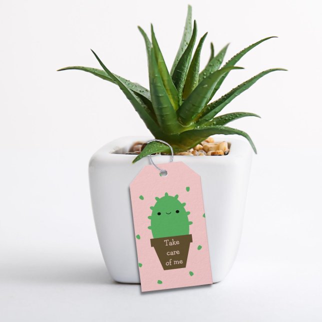 Cactus Plant tar hand om mig söt kawaii Presentetikett (Skapare uppladdad)