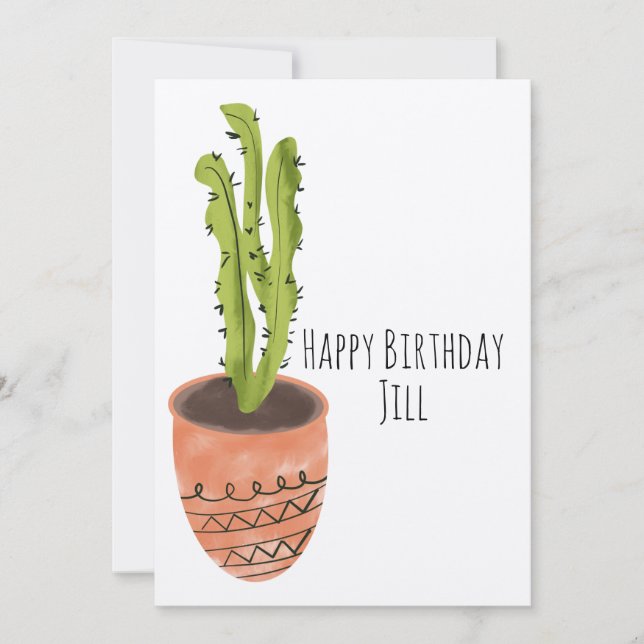 Cactus Plant Terracotta Hand plockade Birthday Inbjudningar (Framsida)