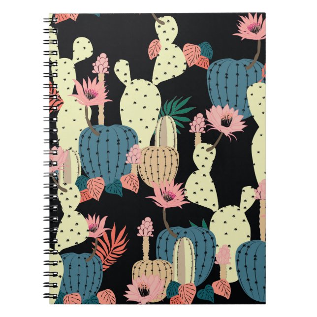 Cactus Plant: Vintage Botanical Mönster Anteckningsbok (Framsidan)