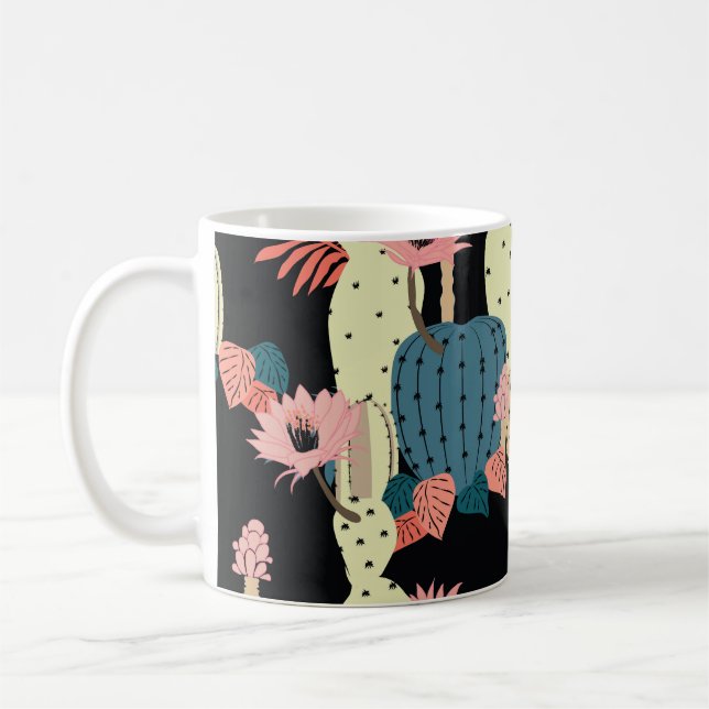 Cactus Plant: Vintage Botanical Mönster Kaffemugg (Vänster)