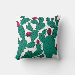 Cactus Plant, vintage grönt seamless mönster. Kudde