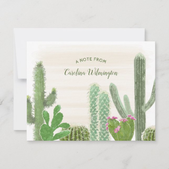 Cactus Plants Boho Desert Watercolor Anteckningskort (Framsida)