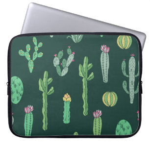 Cactus Plants: Vintage Sömlös bakgrund Laptop Fodral