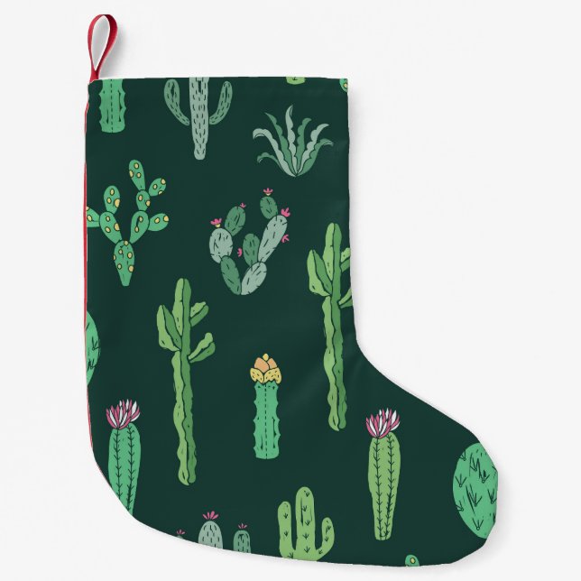 Cactus Plants: Vintage Sömlös bakgrund Liten Julstrumpa (Framsidan)