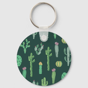 Cactus Plants: Vintage Sömlös bakgrund Nyckelring
