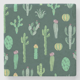 Cactus Plants: Vintage Sömlös bakgrund Stenunderlägg