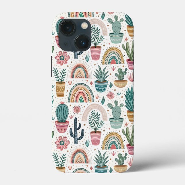 Cactus Pot with Plants, Flowers and Rainbows (Baksida)