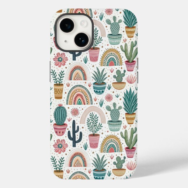 Cactus Pot with Plants, Flowers and Rainbows (Baksida)