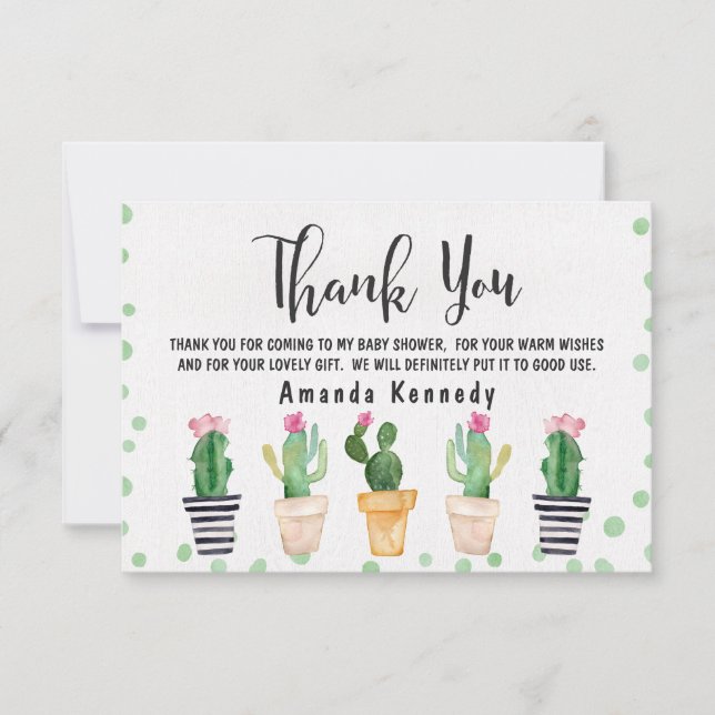 Cactus Pots Baby Shower Tack för ditt kort (Framsida)