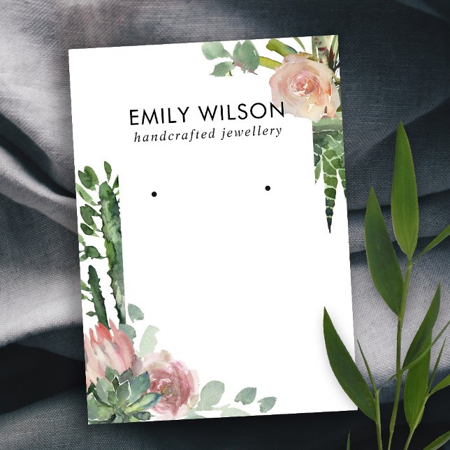 CACTUS  PROTEA FOLIAGE STUD EARRING VISNING VISITKORT (Skapare uppladdad)