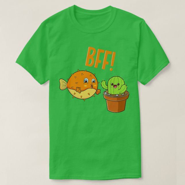 Cactus & Puffer Fish BFF Funny Bestie Kawaii Frien T Shirt (Design framsida)