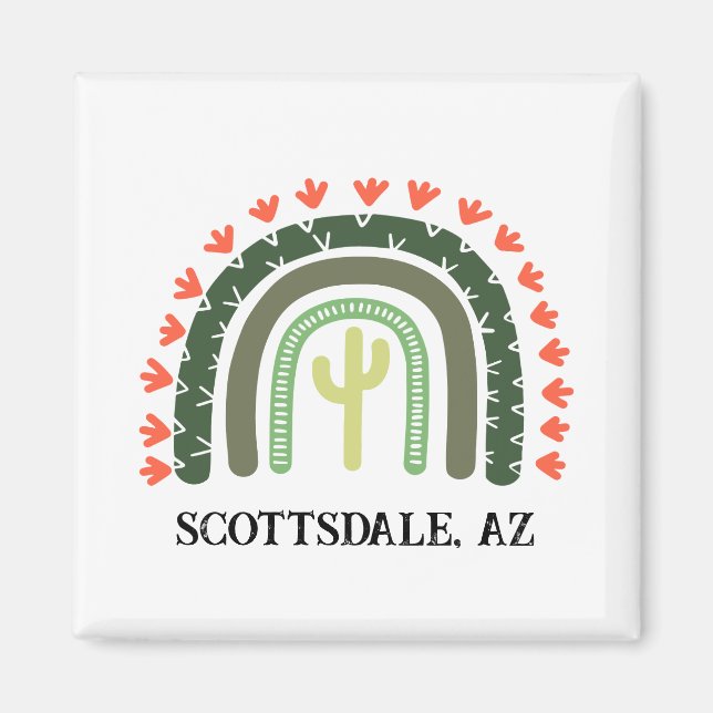 Cactus Rainbow Modern Desert Southwest Own Text Magnet (Framsidan)