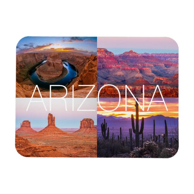 Cactus Red Sten Sunset Nature Landscapes Arizona Magnet (Horisontell)