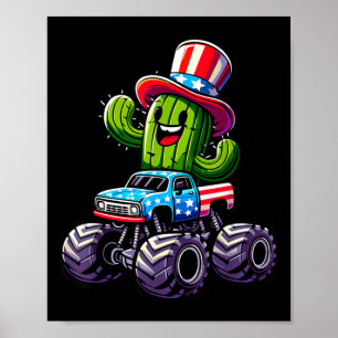 Cactus Riding Monster Truck 4:e Juli Poster