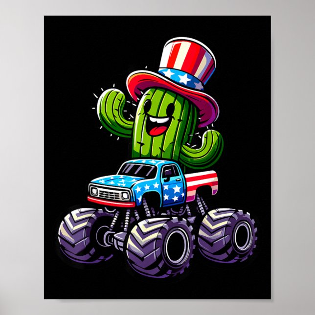 Cactus Riding Monster Truck 4:e Juli Poster (Framsidan)