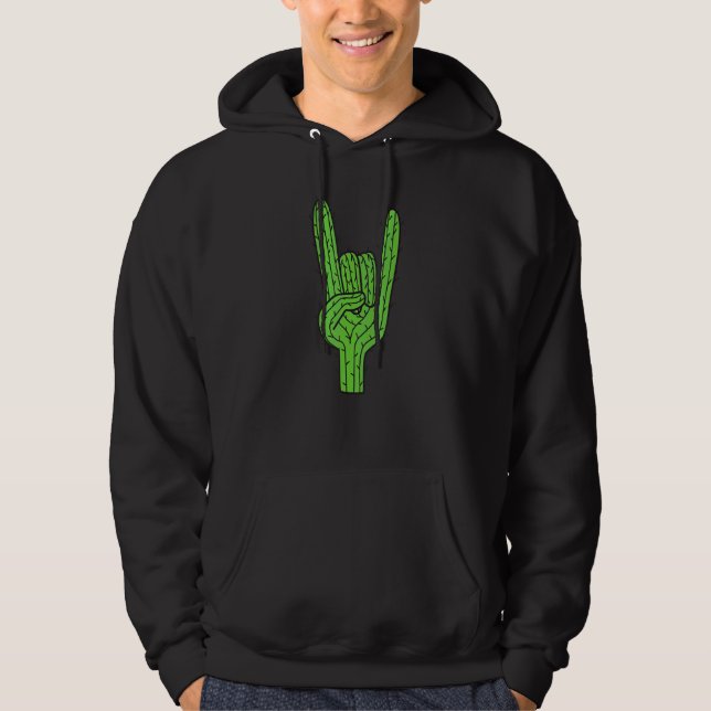Cactus Rock and roll Hand Desert Plant Cacti Succu Hoodie (Framsida)