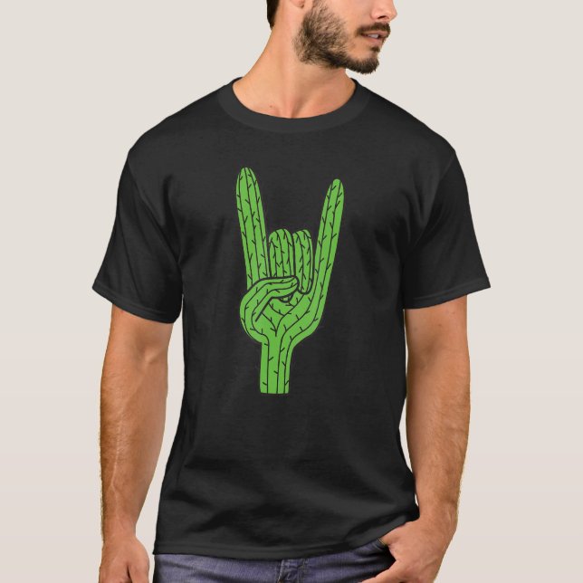 Cactus Rock and roll Hand Desert Plant Cacti Succu T Shirt (Framsida)