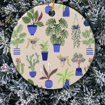 Cactus Rosa<br><div class="desc">Målning av husväxter, kalkväxter och suckulenter i blå och vita krukor för trädgårdsmästare inomhus och galna växtmänniskor.
Originalkonst av Nic Squirrell.</div>