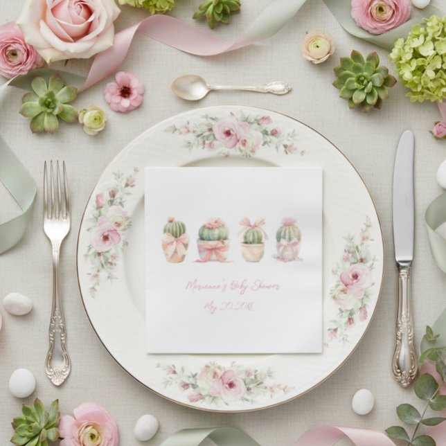 Cactus Rosa Band Baby Girl Shower Servetter (Skapare uppladdad)