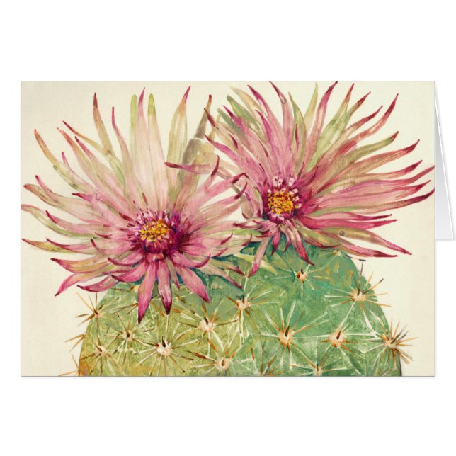 Cactus Rosa Blommars Hälsningskort (Framsidan Horizontal)