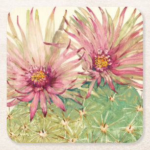 Cactus Rosa Blommars Underlägg Papper Kvadrat