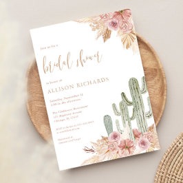 Cactus rosa blommigt boho bohemian möhippa inbjudningar