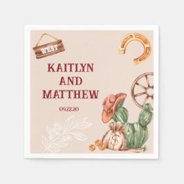 Cactus Rustic Westerna Bröllop Pappersservett