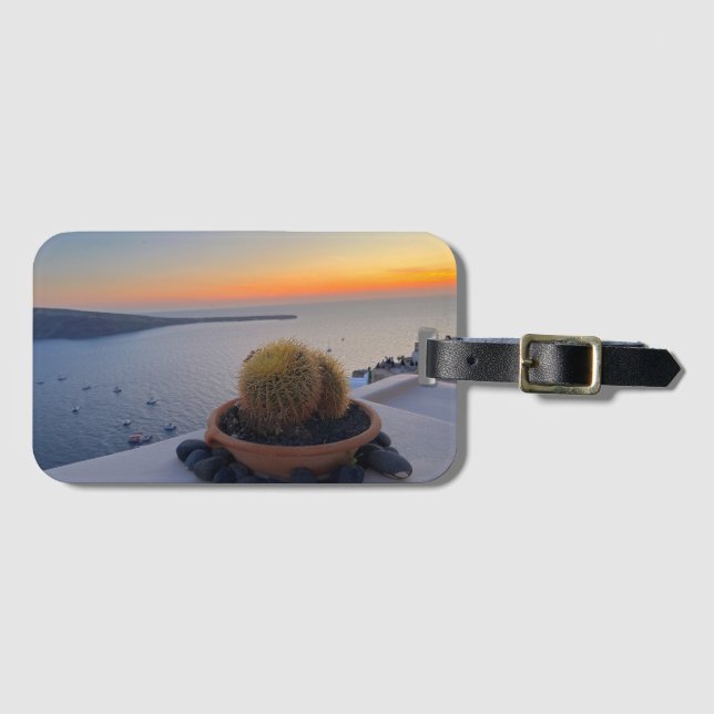 Cactus Santorini Greece Sunset Photography Bagagebricka (Framsida horisontal)