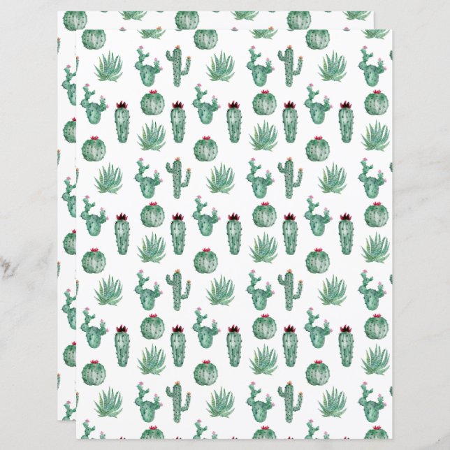 Cactus Scrapbook Papper (Fram/baksida)