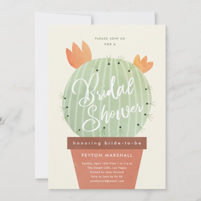 Cactus Script-Möhippa Inbjudningar (Framsida)