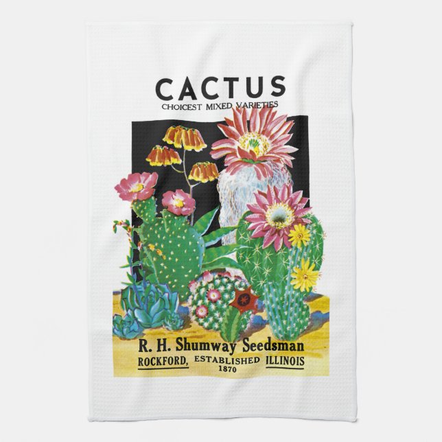 Cactus Seed Packet Label Kökshandduk (Vertikal)