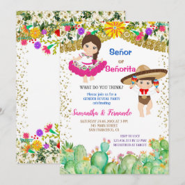 Cactus Señor eller Señorita Fiesta Gender Reveal Inbjudningar