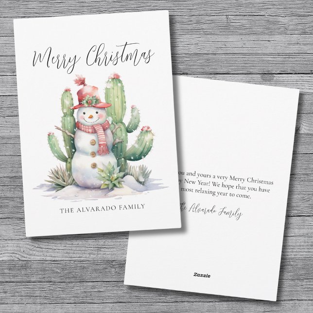 Cactus Snögubbe God jul Julkort (Cactus Snowman Merry Christmas Holiday Card)