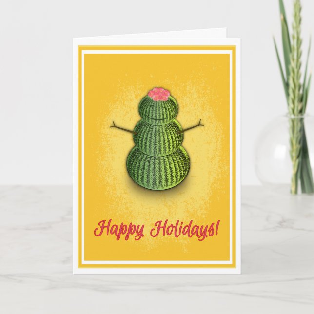 Cactus Snögubbe-kort (5 x 7) Helgkort (Framsida)