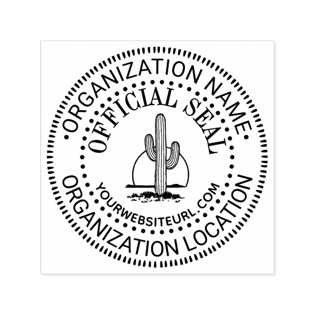 Cactus Sol Generic Officiell Seal Namn Loc URL Självfärgande Stämpel (Design)