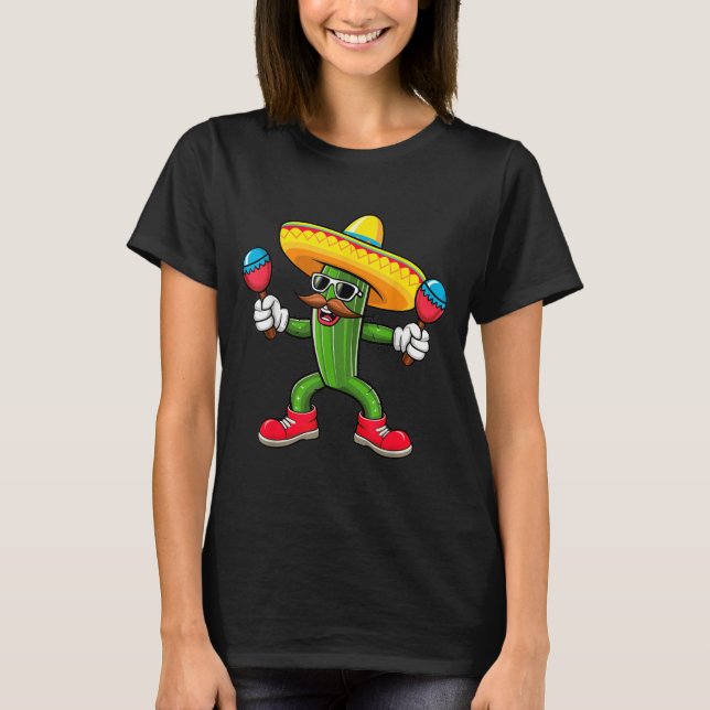 Cactus Sombrero Cinco De Mayo Mexican Cactus Party T Shirt (Framsida)