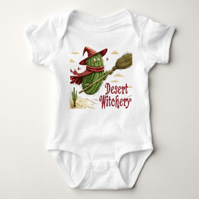 Cactus Sorcière en Désert, Illustration Halloween T Shirt (Framsida)