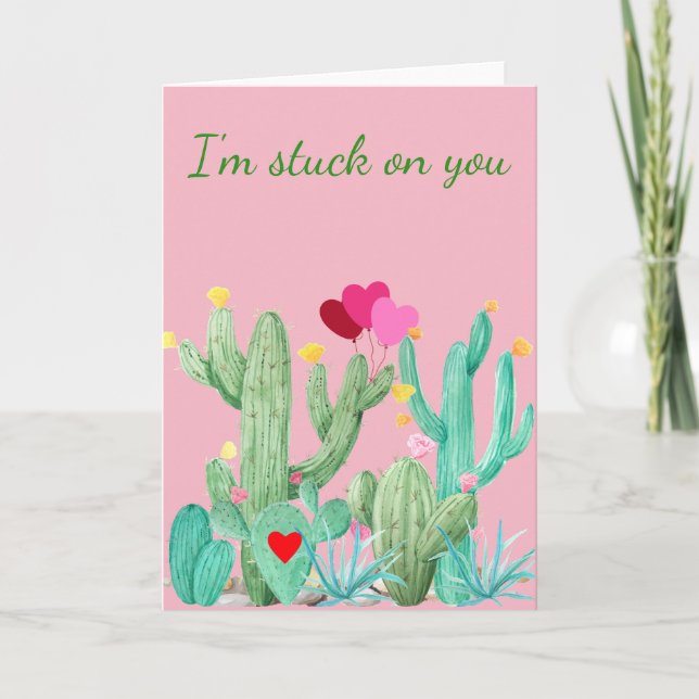 Cactus Southwest Desert Succulent Valentine Day Kort (Framsida)